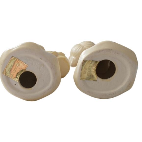 Vintage Colonial Candle Angel Taper Holders Cherubs Porcelain Ceramic Japan - Picture 9 of 12